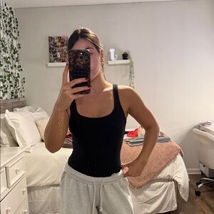 Black Ribbed Tank Top BODYSUIT